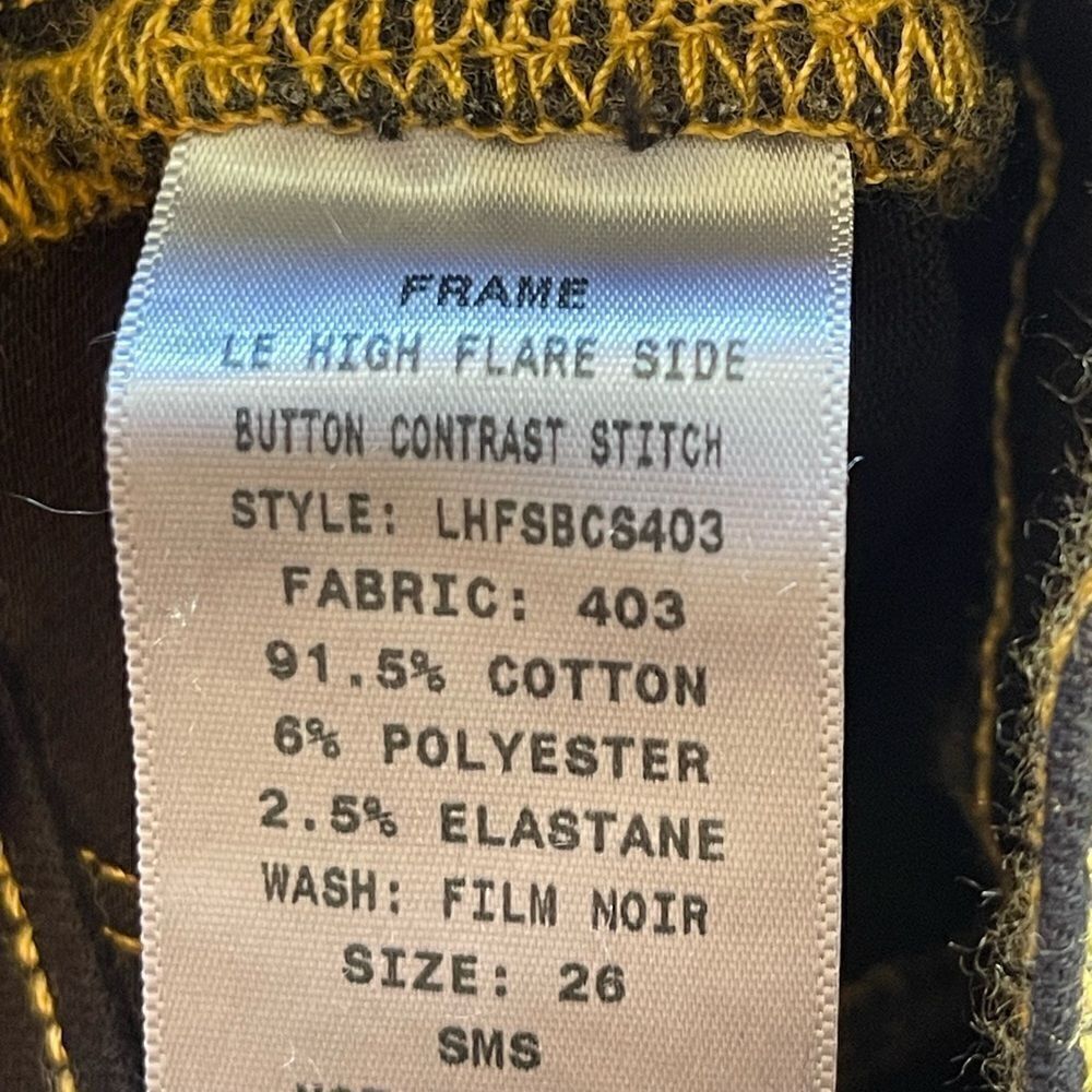Frame Le High Flare with sailor side buttons in dark blue Film Noir. NWT 26 - Picture 6 of 8